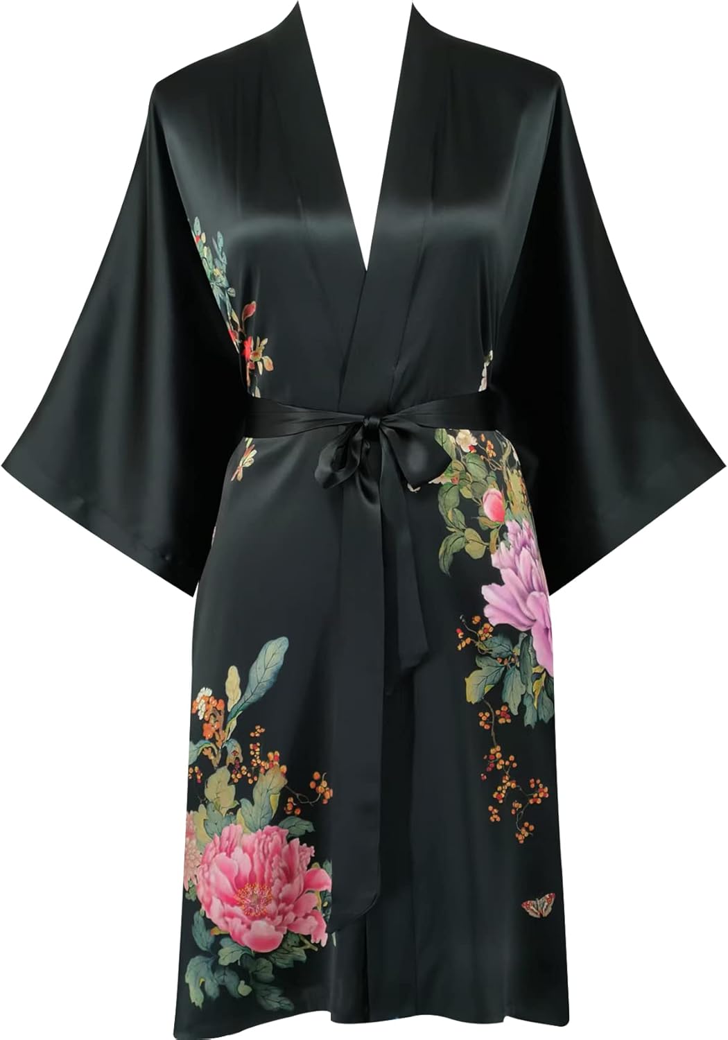 women's 100% silk kimono, short bathrobe pajamas, kimono pajamas