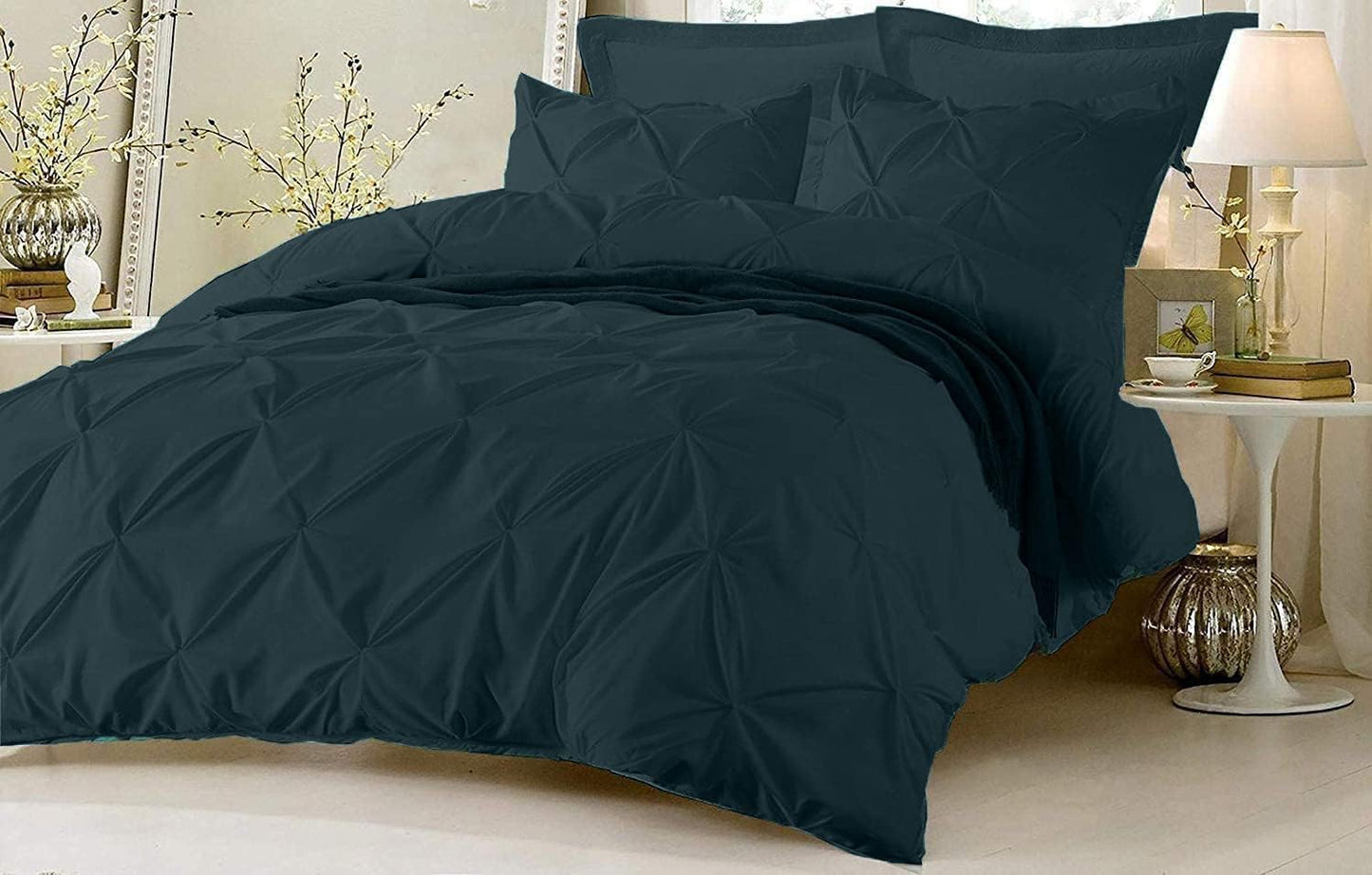 Comforter Cover King Size 1 Piece Pinch Pleated 800 Thread Count 100% Egyptian Cotton Long Staple Quilt Cover, Silky Soft, Breathable with Hidden Zipper Closure Duvet Cover (Teal)
