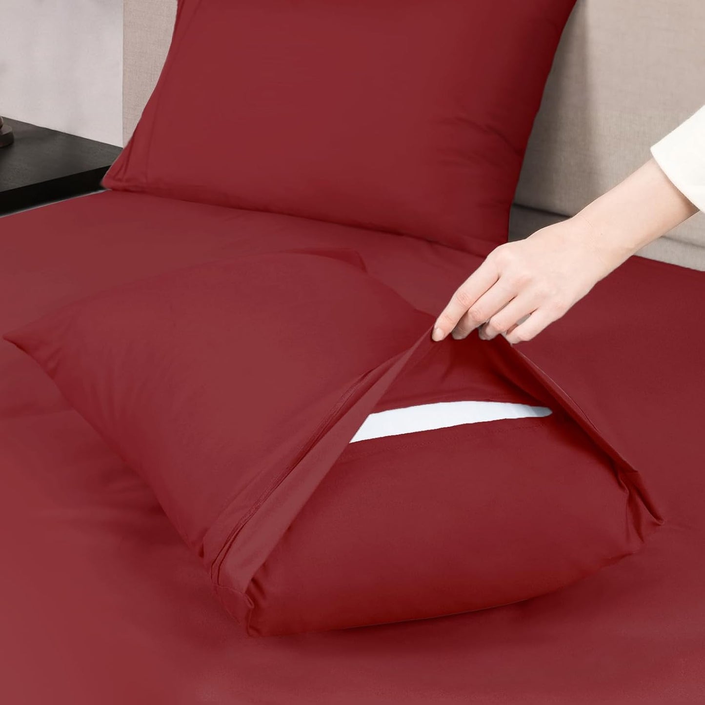 Mejoroom Full Size Sheets - 1800TC Luxury Full Sheets with 16 Inch Deep Pocket - Premium Bedding Collection - Extra Soft, Breathable, Wrinkle, Fade & Stain Resistant - 4 Piece (Full, Burgundy)