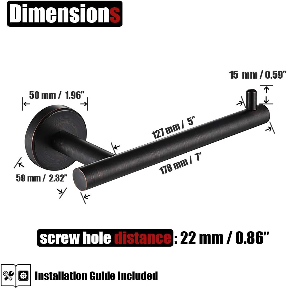 JQK Toilet Paper Holder Oil Rubbed Bronze, 5 Inch 304 Stainless Steel Thick 0.8mm Tissue Paper Dispenser for Bathroom, Hold Mega Rolls Wall Mount, TPH100-ORB