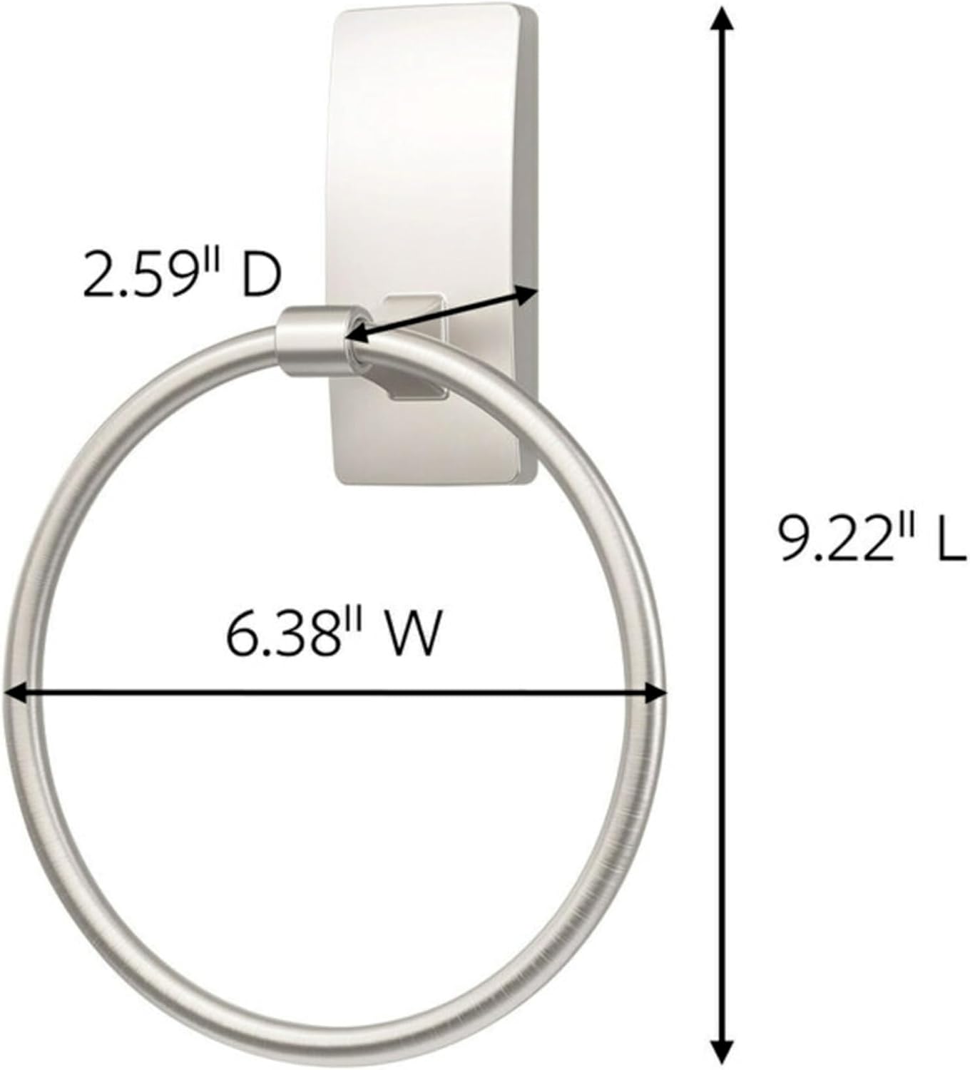 Command Hand Towel Holder Satin Nickel with Water Resistant Command Strips, Rust Resistant Bathroom Organizer, Holds up to 5 lbs, Large