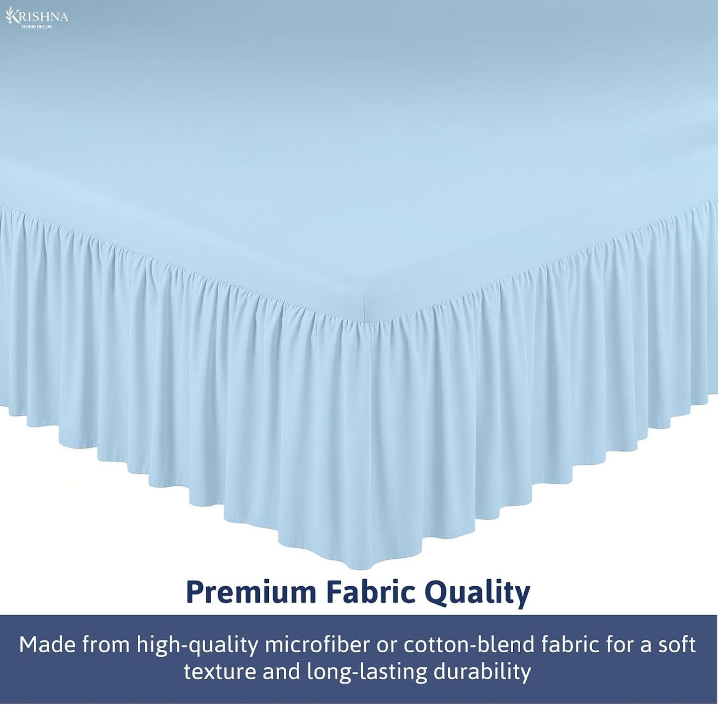 KRISHNA Ruffled Bed Skirt with Split Corners Full, 100% Microfiber Hotel Quality, 21 Inch Drop Dust Ruffle Gathered Bedskirt with Platform, 54" x 75", Light Blue