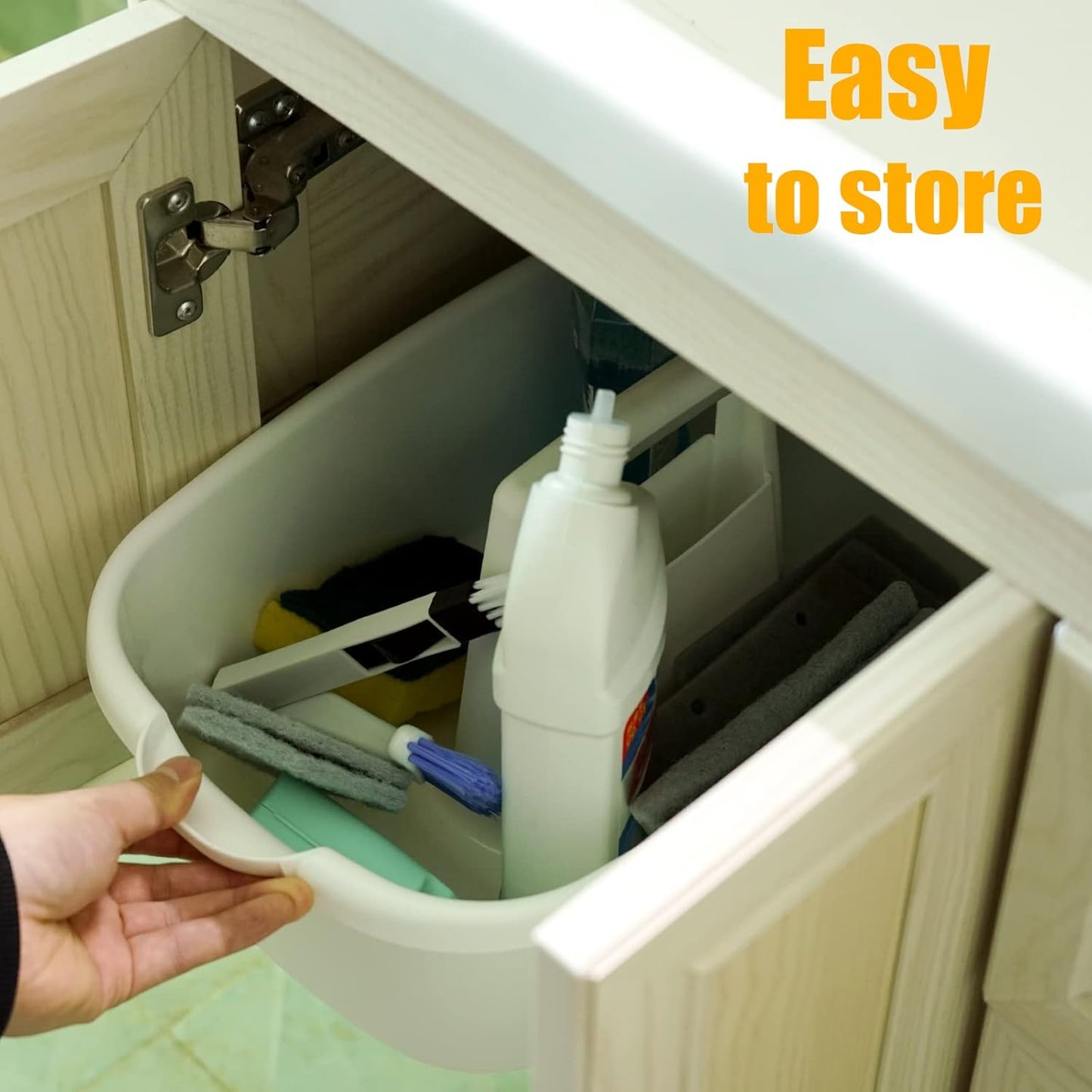 2-Pack Large White Cleaning Caddy for Cleaning Supplies with Handle - Portable Plastic Tote Organizer for Shower, Bathroom, Kitchen, Under Sink Storage