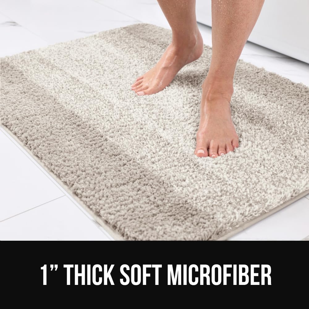 GORILLA GRIP Ultra Soft Plush Bathroom Rugs with Textured Rubber Backing, Absorbent Quick Dry Bath Mat, Machine Washable Shower Mats, Home Décor Accessories Bathmat Rug Essentials, 24 x 16 Beige