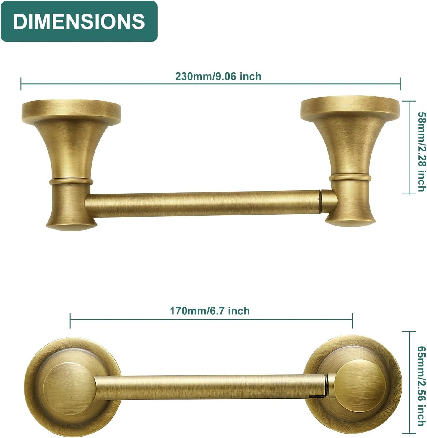 Hoimpro Wall Mounted Rustproof Toilet Tissue Paper Holder Bathroom Accessories Toilet roll Paper Hanger, Antique Brass