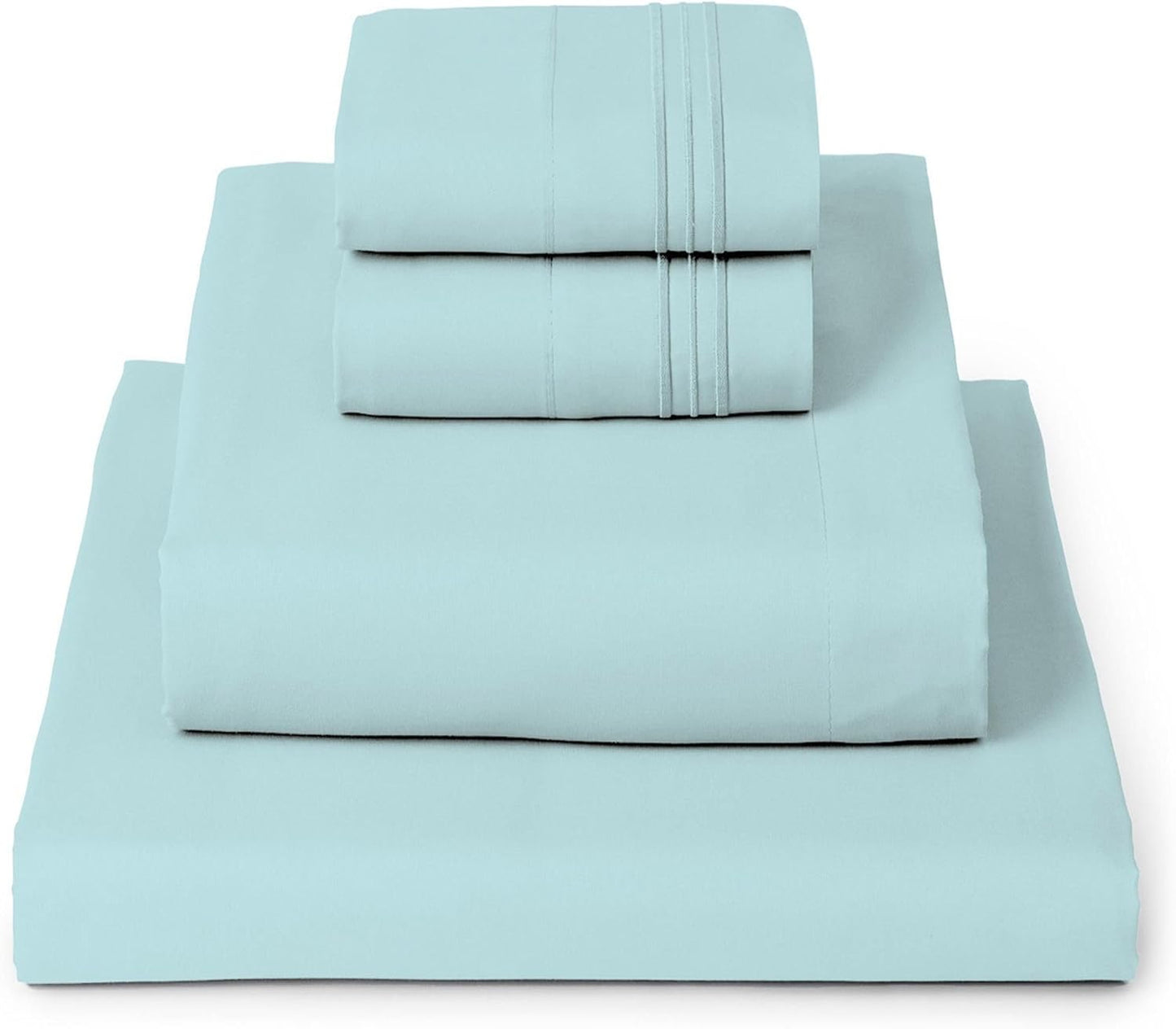 Mellanni California King Sheets Set - 4 PC Iconic Collection Bedding - Hotel Luxury, Extra Soft, Cooling Bed Sheets - Wrinkle, Fade, Stain Resistant (Cal King, Aqua)