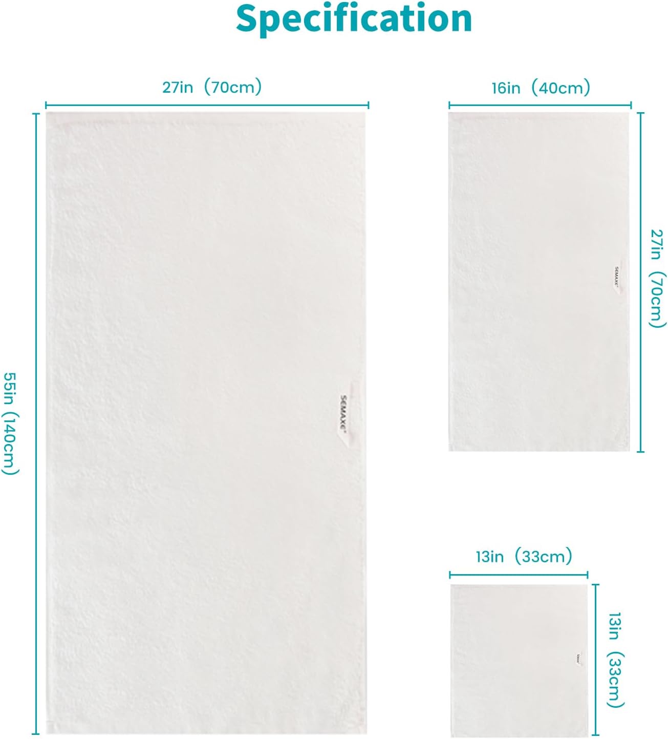 SEMAXE 12-Piece Family Bathroom Towel Set - 100% Cotton, 4 Bath Towels, 4 Hand Towels, 4 Washcloths, Ultra-Soft and Super Absorbent, Lighter Weight
