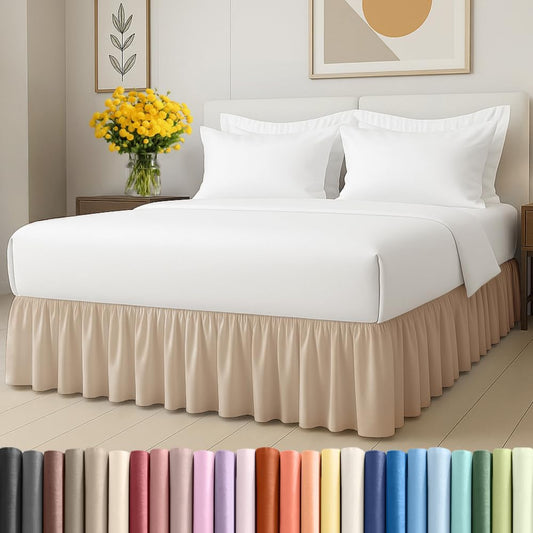 Bedskirt Full Size Ruffle - 18 inch Drop Dust Ruffle Bed Skirt with Platform - Ultra-Soft, Easy Fit, Premium Hotel Quality - Wrinkle, Fade & Shrink Resistant - for Women, Men, Kids and Teens - Cream