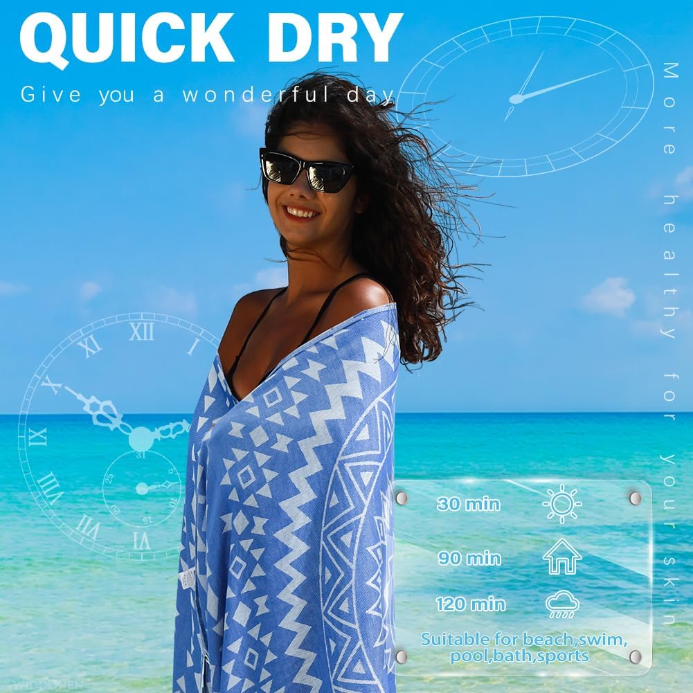 2 Pack Turkish Beach Towel Quick Dry Absorbent Cotton Lightweight Thin Bathroom Bath Pool Swim Towels Extra Large Oversized Sand Free Beach Accessories Essentials Stuff Cloud Adults Gift