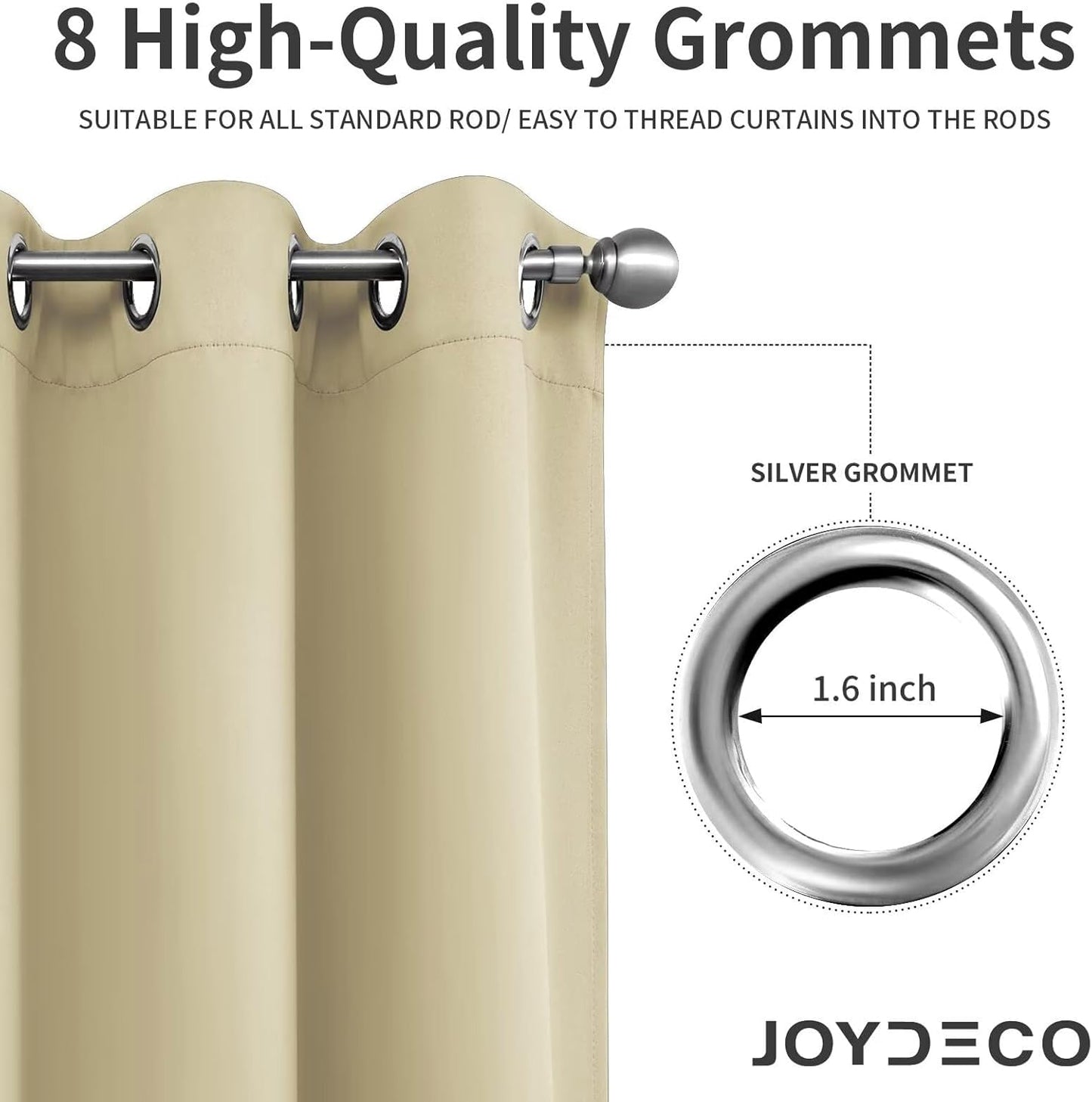 Joydeco Beige Custom Solid Single Blackout Curtain for Bedroom and Living Room, Grommet Thermal Insulated Room Darkening Curtain 1 Panel (Custom Size,Beige)