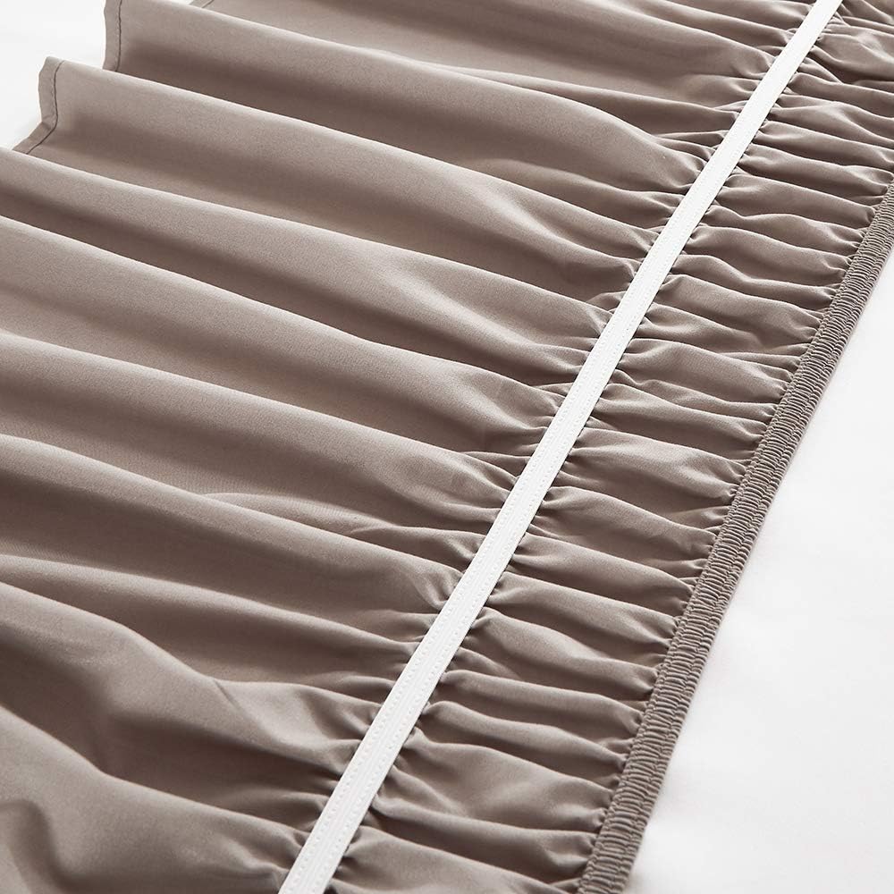 MEILA Wrap Around Bed Skirt Three Fabric Sides Elastic Dust Ruffled 16 Inch Tailored Drop,Easy to Install Fade Resistant-Taupe, Twin/Full