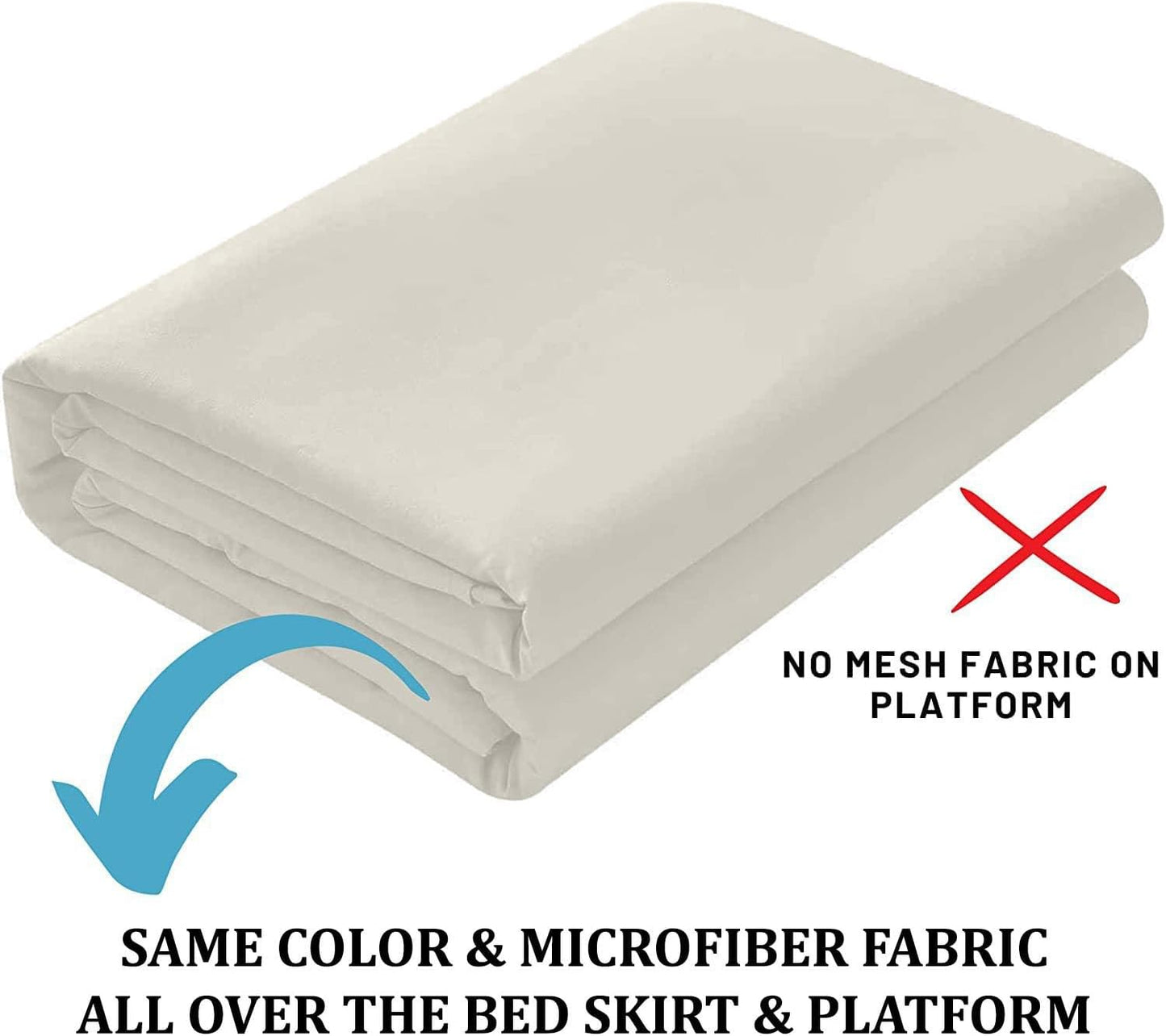 Ruffled Bed Skirt with Split Corners, Ivory, Queen 14 Inch Drop Bedskirt, Hotel Quality Brushed Microfiber Wrinkle Free Dust Ruffle Bed Skirt Queen Size