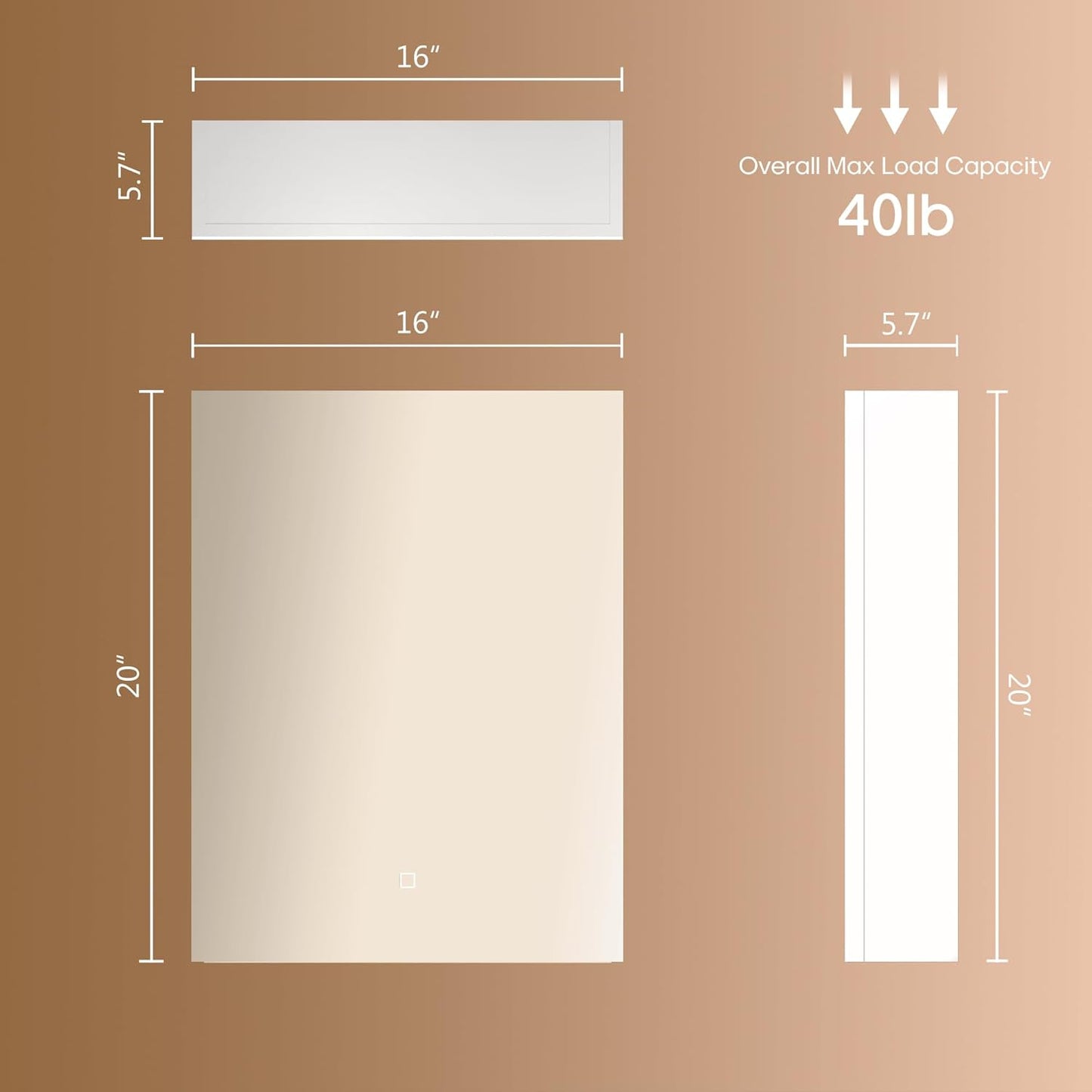 20x16 inch Bathroom Wall Cabinet, Saver Storage Cabinet, Medicine Cabinet with 1 Door and Adjustable Shelves, White（Assembly Required）