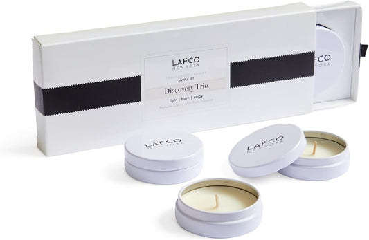 Discovery Trio Founder’s Picks: Big Sky, White Grapefruit & Marine - 3 Fragranced Candle Sample Tins - 4-Hour Burn Time Each - Made in The USA
