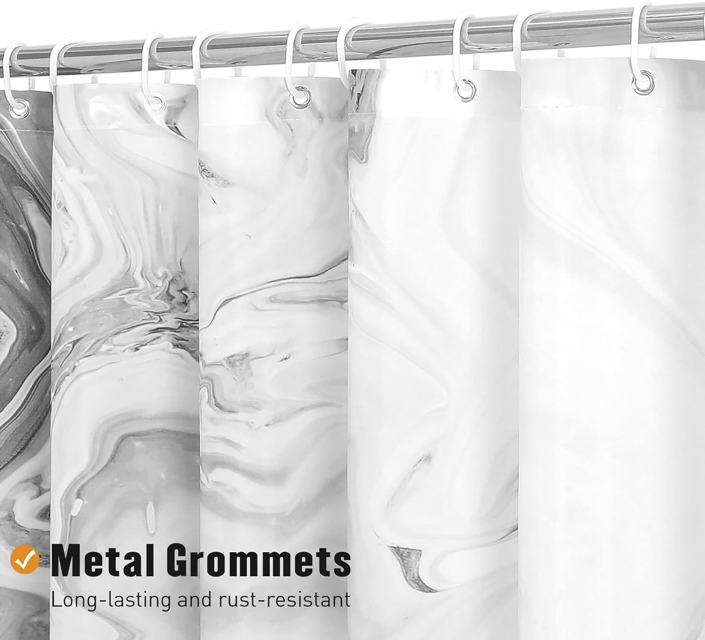 MitoVilla Grey Marble Extra Long Shower Curtain Set 72 x 84, Modern Ombre 84 inch XL Shower Curtains for Chic Bathroom Decor, Abstract Watercolor Fabric Shower Curtain