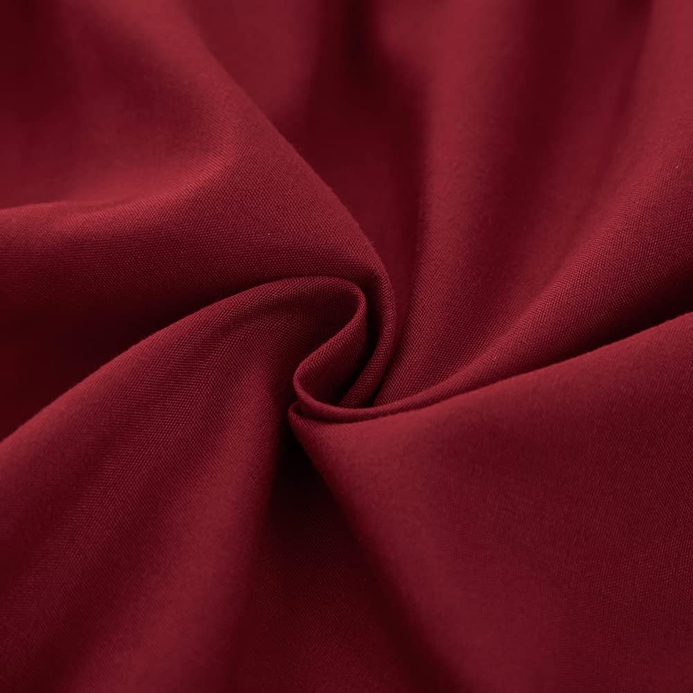 MEILA Wrap Around Bed Skirt Three Fabric Sides Elastic Dust Ruffled 14 Inch Tailored Drop,Easy to Install Fade Resistant-Burgundy, Queen/King
