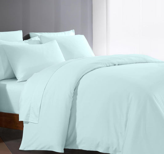 100% Egyptian Cotton Duvet Cover Queen Full Size 1000 Thread Count Long Staple Egyptian Cotton Quilt Cover, Silky Soft, Breathable with Hidden Zipper Closure 1 Piece Duvet Cover (Aqua Blue)
