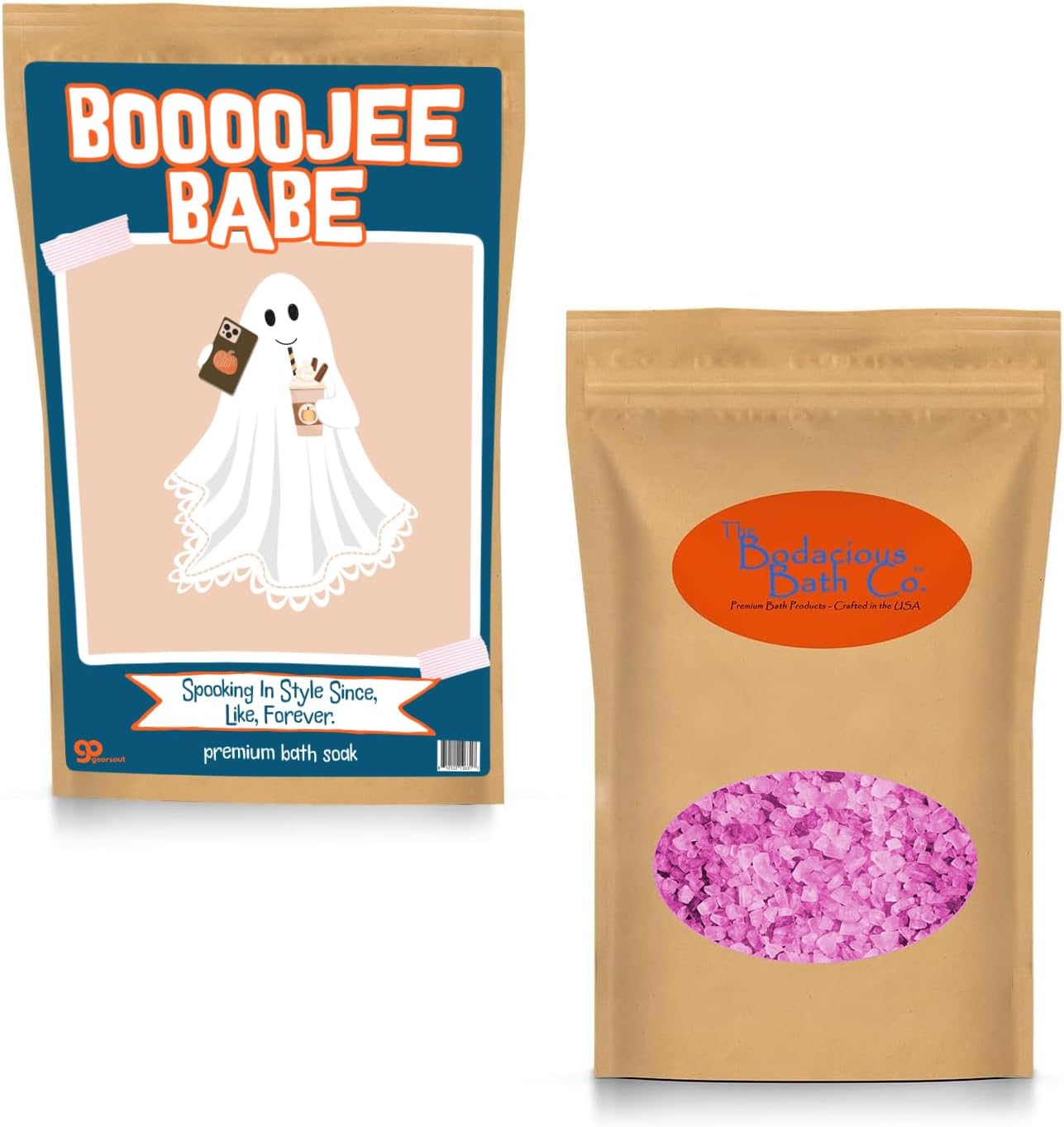 Boojee Babe Bath Soak - Pink Rose Sea Salt Luxury Bath Gift Funny Halloween Gag Gift for Women Cute Ghost Spooky Self-Care Treat