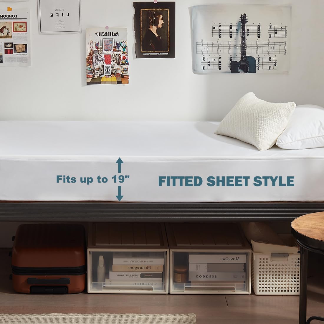 2 Pack Twin XL Waterproof Mattress Protector Deep Pocket Mattress Cover, Soft Breathable Mattress Pad, Fitted Noiseless Waterproof Bed Cover Stretch to 19"