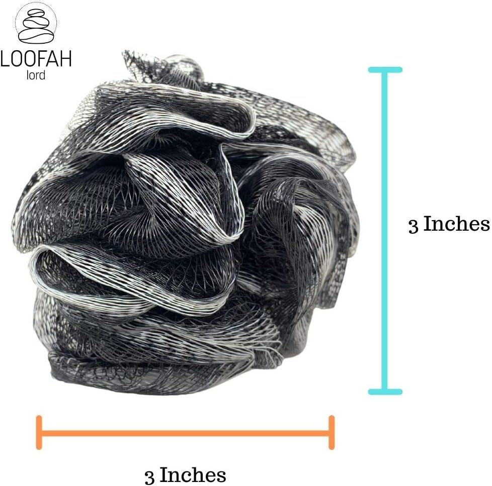 24 Bamboo Charcoal Infused Black Bath or Shower Sponge Loofahs Pouf Medium Mesh Wholesale Bulk LOT