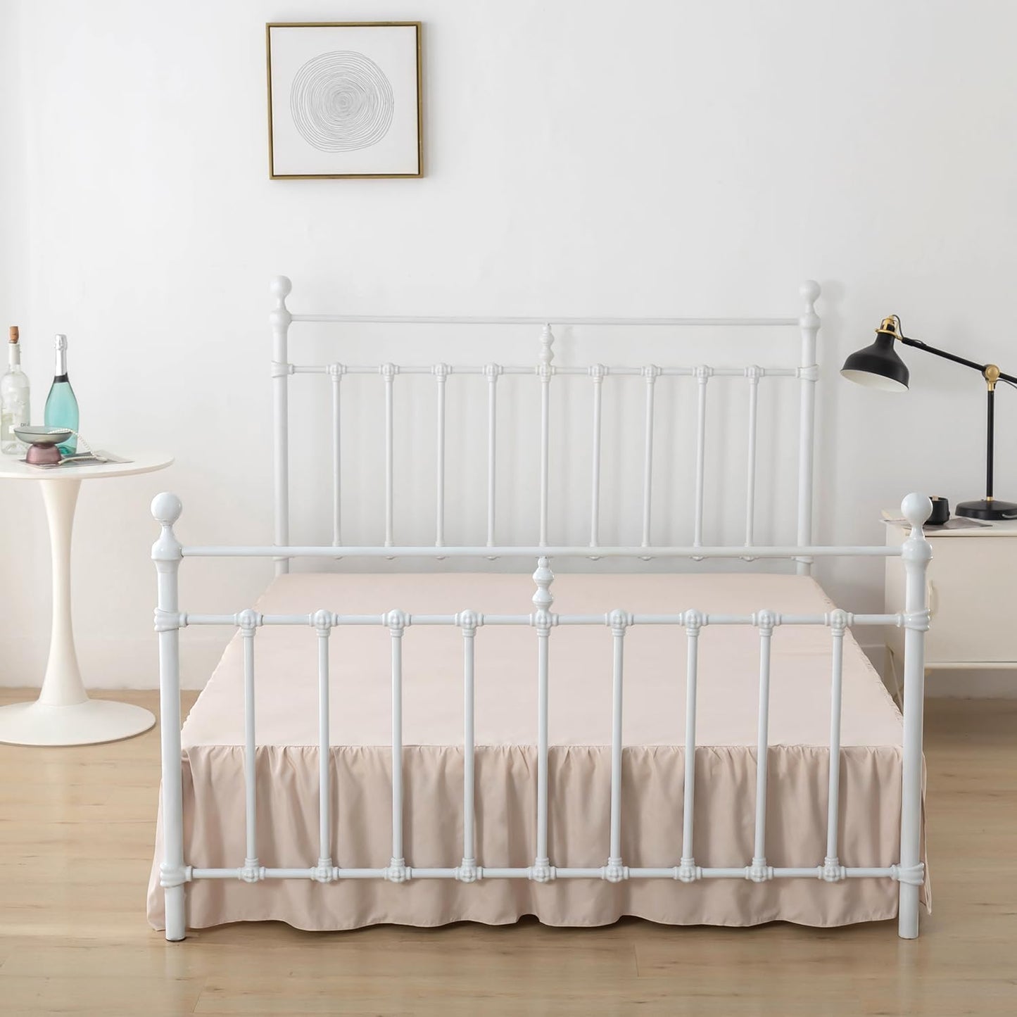 Bed Skirt, Full Size Ruffled Bed Skirts with Split Corners, 16 Inch Drop Dust Ruffle Bed Skirt with Platform, Full -16 Inch, Cream