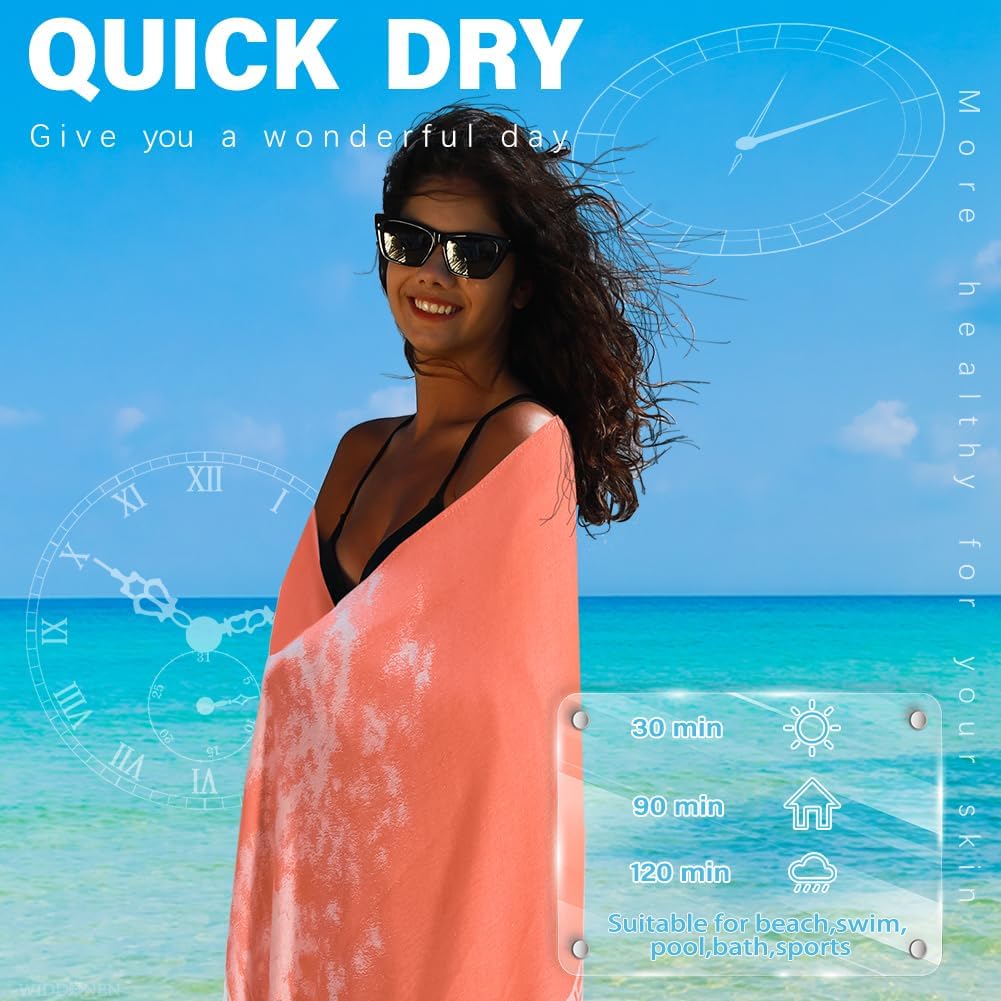 2 Pack Turkish Beach Towel Quick Dry Absorbent Cotton Lightweight Thin Bathroom Bath Pool Swim Towels Extra Large Oversized Sand Free Beach Accessories Essentials Stuff Cloud Adults Gift