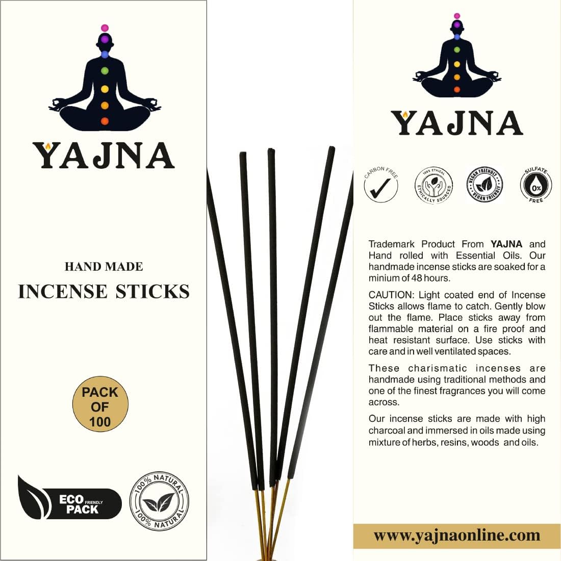 Yajna-Lemon-Grass-Incense-Sticks 100%-Natural-Handmade-Hand-Dipped Organic-Chemicals-Free for-Purification-Relaxation-Positivity-Yoga-Meditation The-Best-Woods-Scent (500 Sticks (750GM))