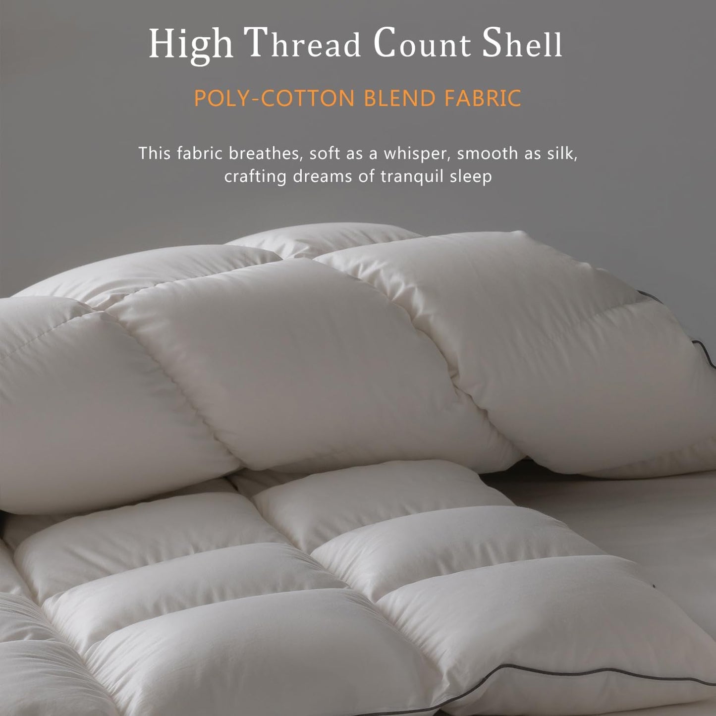 Luxury White Down Fiber Comforter King Size - Down Fiber Comforter for All Seasons - Ultra-Soft Duvet Insert Medium Warmth - Hotel Collection Comforters，59 Oz (106x90)