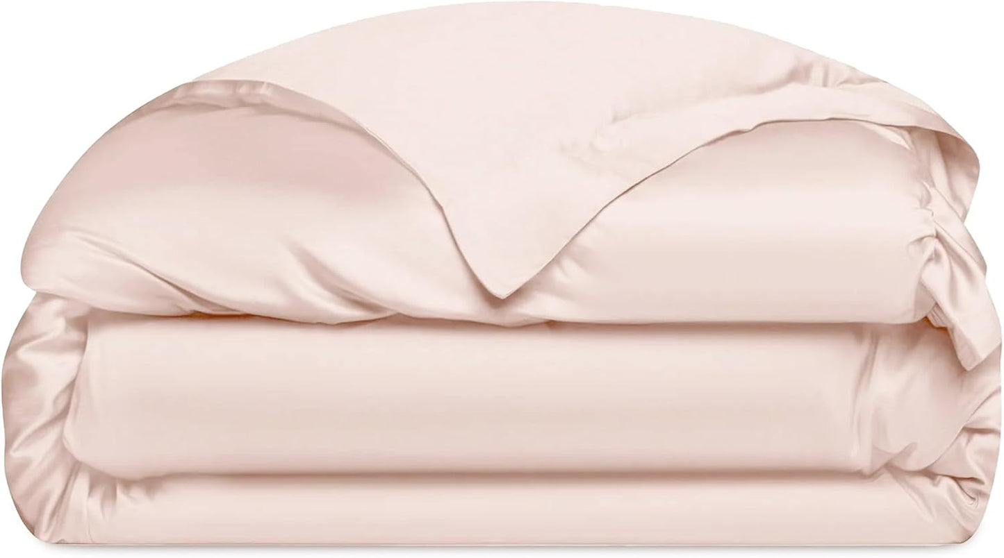 Cozy Earth Luxury Duvet Cover King - 100% Viscose from Bamboo - Ultra-Soft, Cooling & Lightweight Duvet Cover - Temperature-Regulating Bedding with Concealed Zip & Interior Snap Closures - Peony