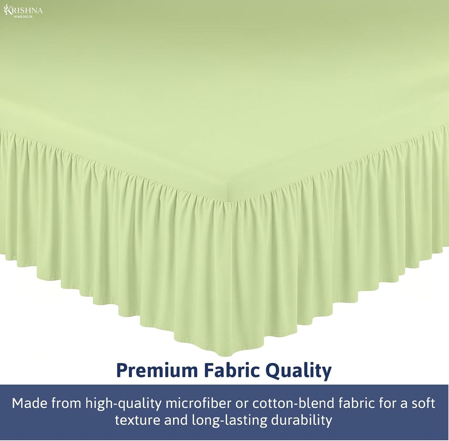 KRISHNA Ruffled Bed Skirt with Split Corners Full, 100% Microfiber Hotel Quality, 24 Inch Drop Dust Ruffle Gathered Bedskirt with Platform, 54" x 75", Sage