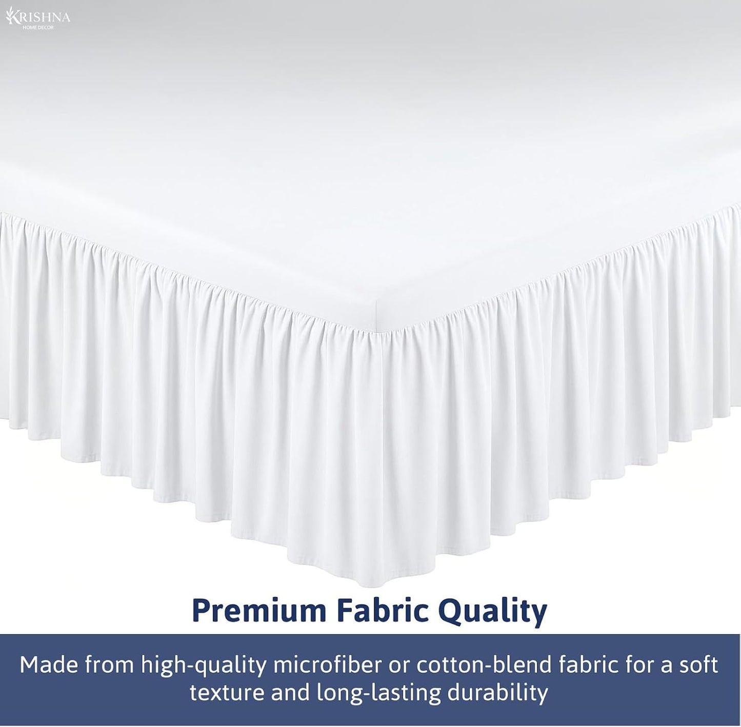 KRISHNA Ruffled Bed Skirt with Split Corners King, 100% Microfiber Hotel Quality, 15 Inch Drop Dust Ruffle Gathered Bedskirt with Platform, 78" x 80", White