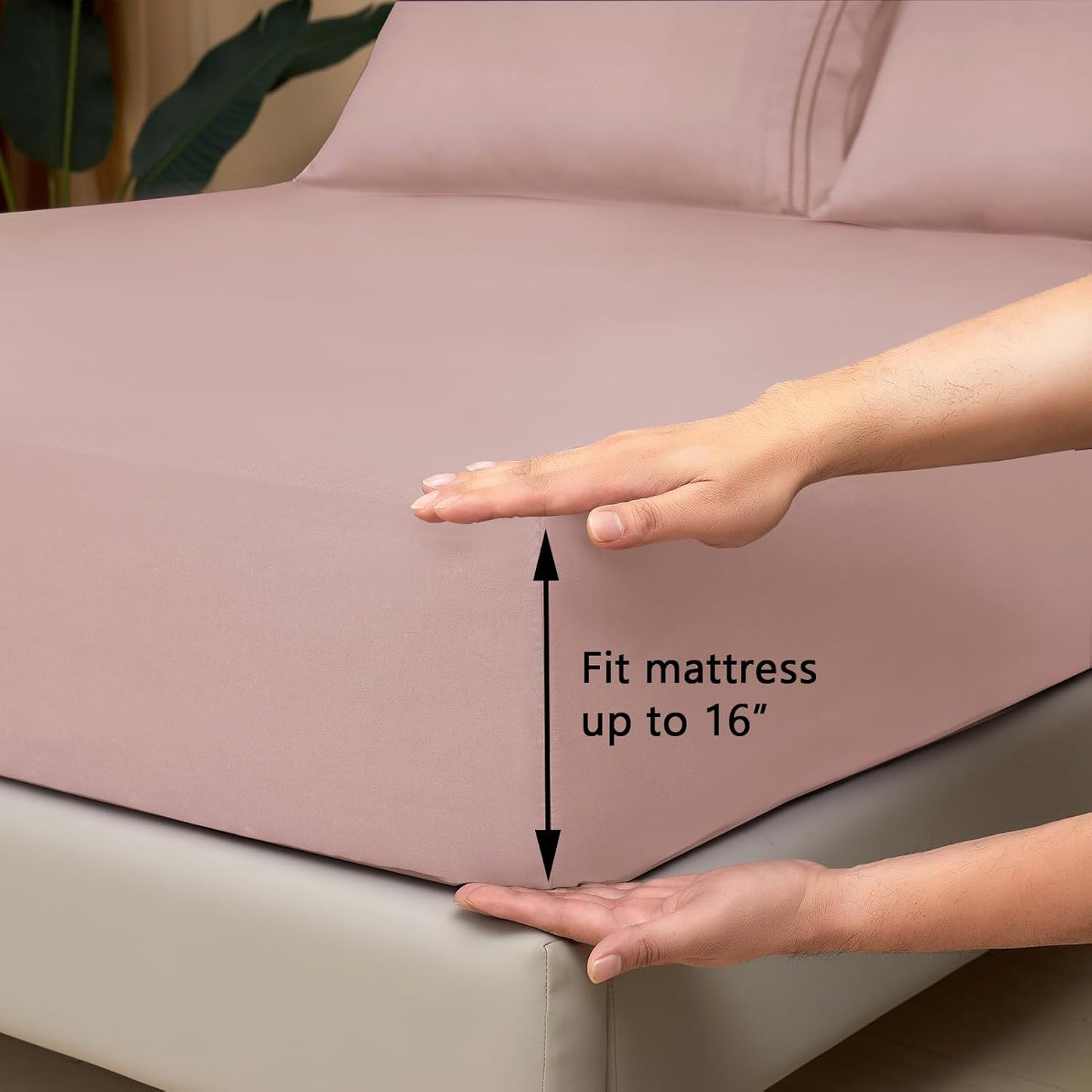Mejoroom Twin Sheet Set - Hotel Collection Twin Sheets - Bedding Sheets & Pillowcases with Deep Pocket Fitted Sheet, Breathable, Wrinkle & Fade Resistant - 3 Piece(Dusty Pink)