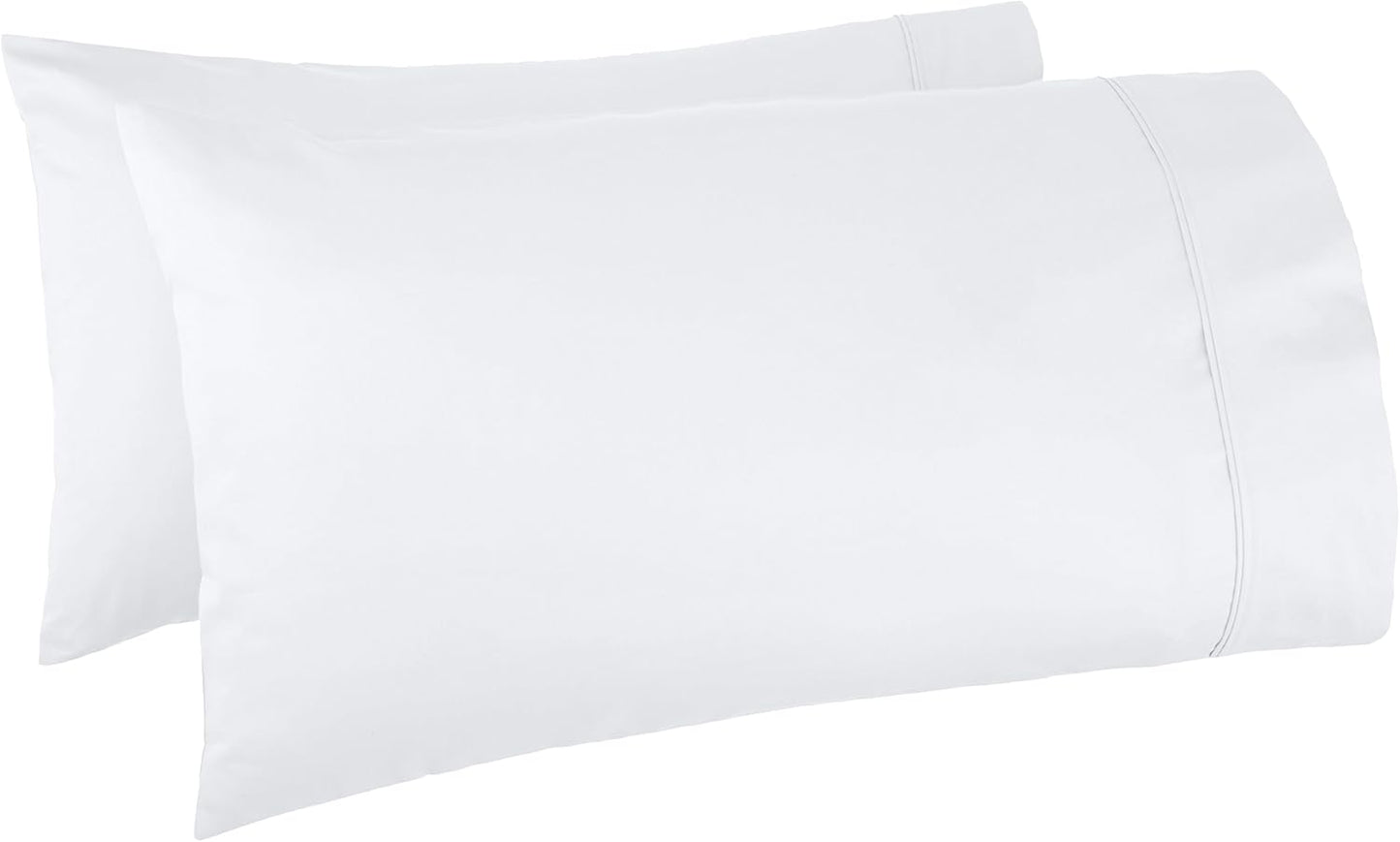 Amazon Basics 400 Thread Count Soft Cotton Pillow Case, King Size, 40" L x 20" W, Machine Washable, White - Set of 2, Pillows Not Included