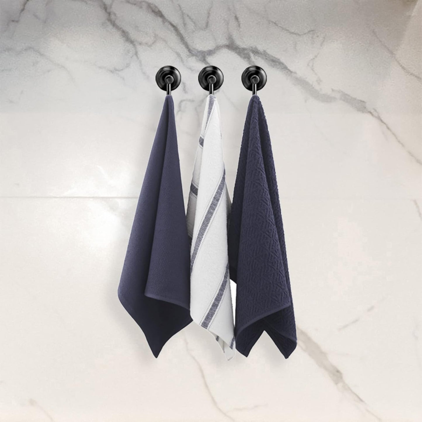 Nautica 100% Cotton Kitchen Towels Set of 3 | 18" X 28" Super Absorbent Reusable Cleaning Cloths, Tea Towels, Hand Towels for Drying Dishes | Navy/White Stripe Dish Towels for Kitchen