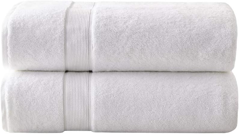 Madison Park 800GSM 100% Cotton Luxurious Bath Towel Set Highly Absorbent, Quick Dry, Hotel & Spa Quality for Bathroom, 34" x 68", White 2 Piece