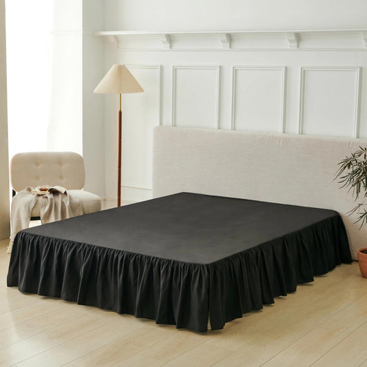 Bed Skirt Full Size Ruffled Bed Skirt with Split Corners, Black Full Bed Skirts 18 Inch Drop with Platform, 18'' Full