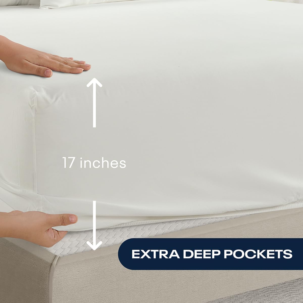 Reebok Twin Size Sheet Set from Tencel Eucalyptus - Soft, Cooling & Breathable for Hot Sleepers, Deep Pocket Up to 17 Inches, 4Pc Hotel Luxury Bedding Set, Bedsheet & Pillowcases (White, Twin)