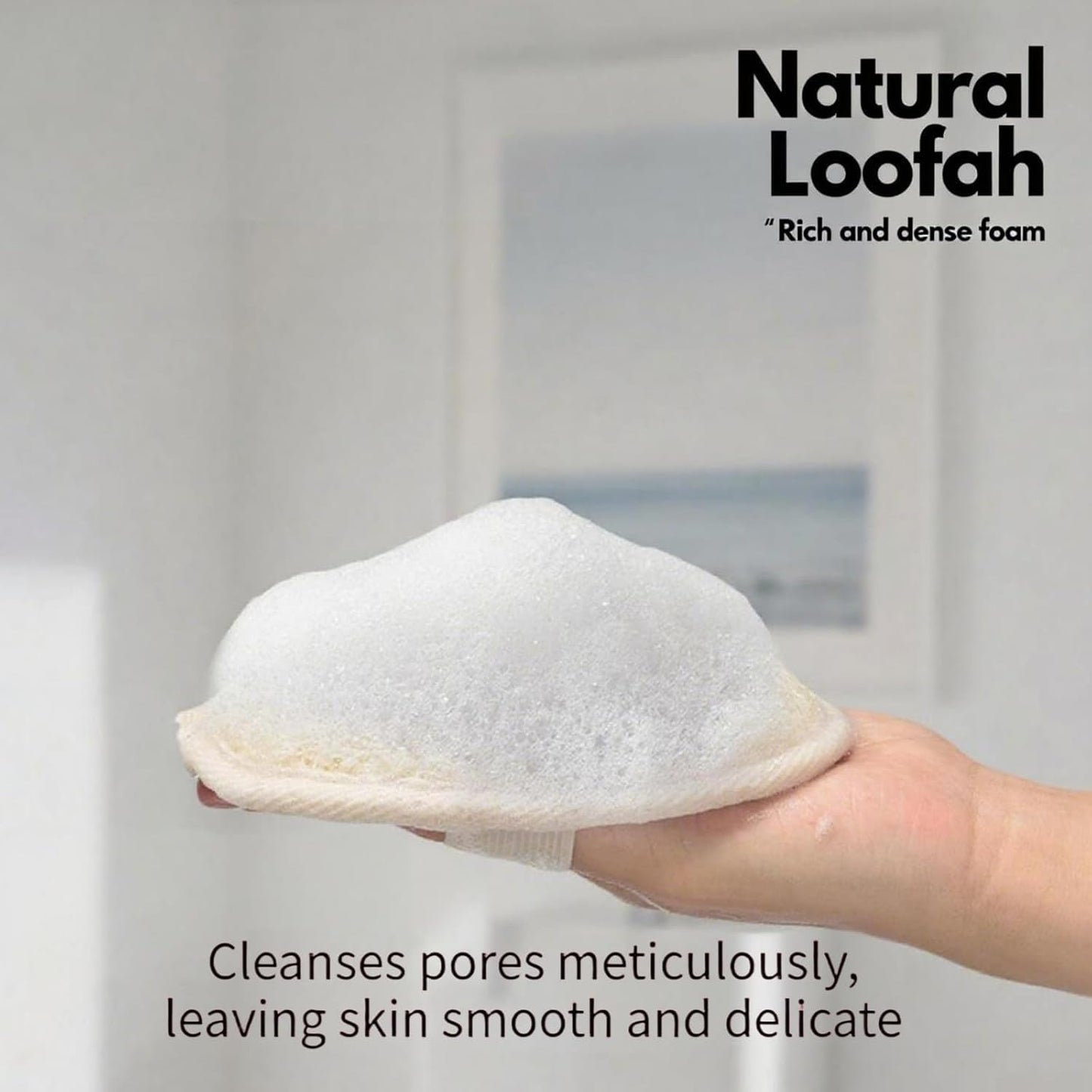 3-Pack Natural Egyptian Loofah Exfoliating Body Scrubber, Eco-Friendly Biodegradable Shower Sponge for Face & Body, Men and Women, Beige