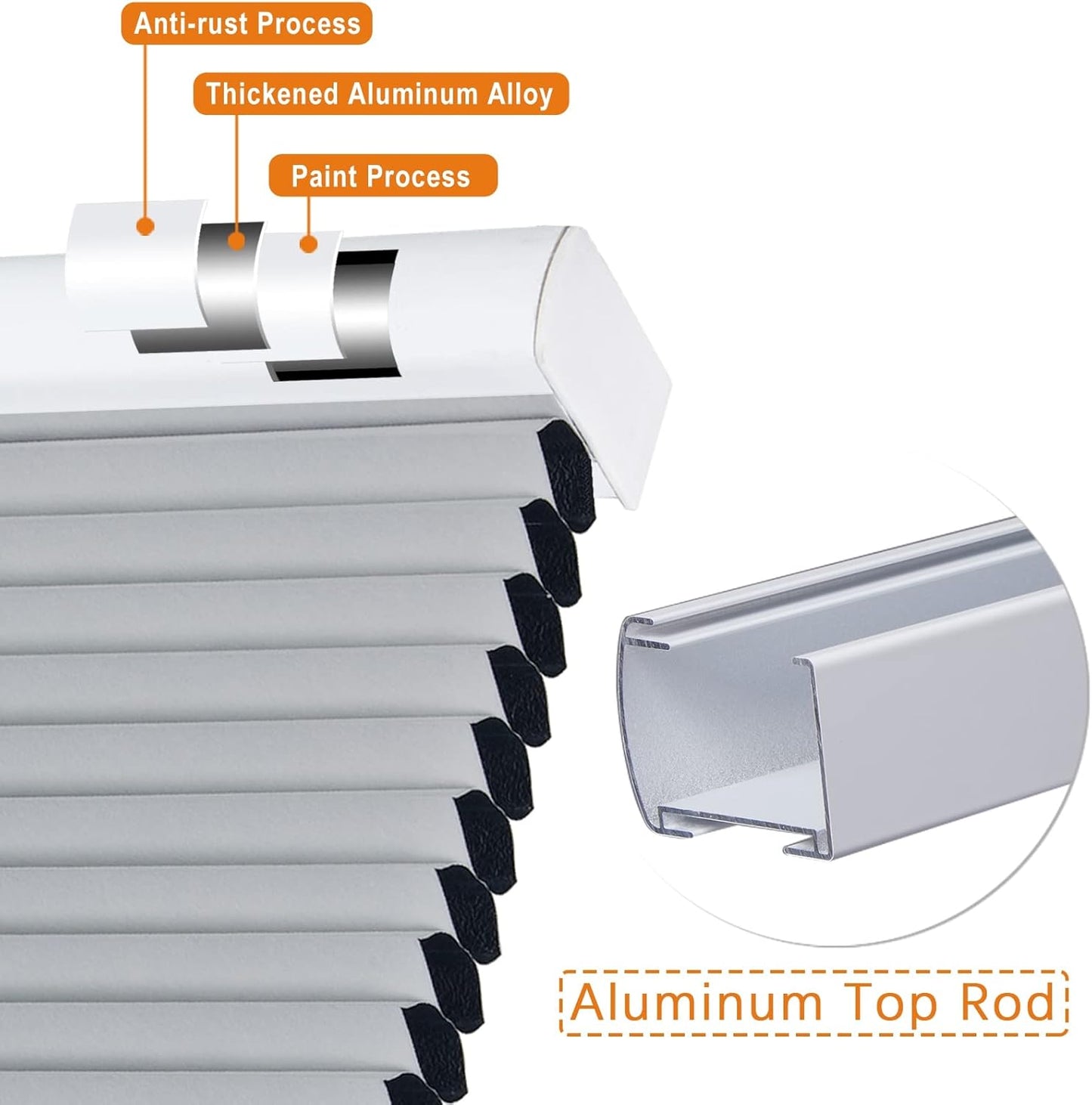 Persilux Blackout Cellular Shades Cordless Window Shades Bottom up Pleated Window Blinds Thermal Insulated Honeycomb Blinds for Windows, Home and Office, Dark Grey, 28" W x 72" H