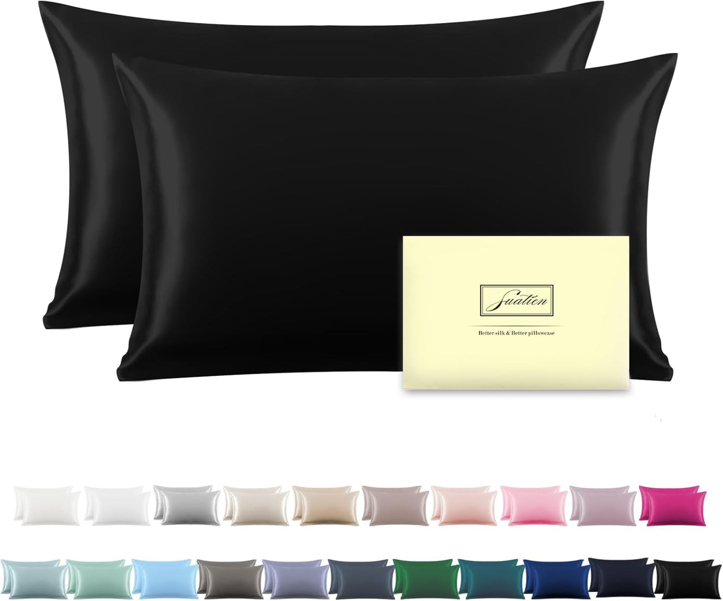 Silk Pillowcase for Hair and Skin,Soft,Breathable and Sliky 100% Queen Silk Pillow Case Set of 2,Both Sides Natural Mulberry Silk Pillowcases with Hidden Zipper(Queen Size 20"X 30",2pcs)