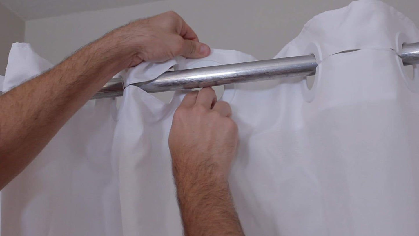 Platinum Health BenchMate Split Shower Curtain for Bath Transfer Benches - Beautiful Designer Fabric, Premium Quick-Attach System, Specifically to Help Keep Water Off The Floor. (Sahara Beige)