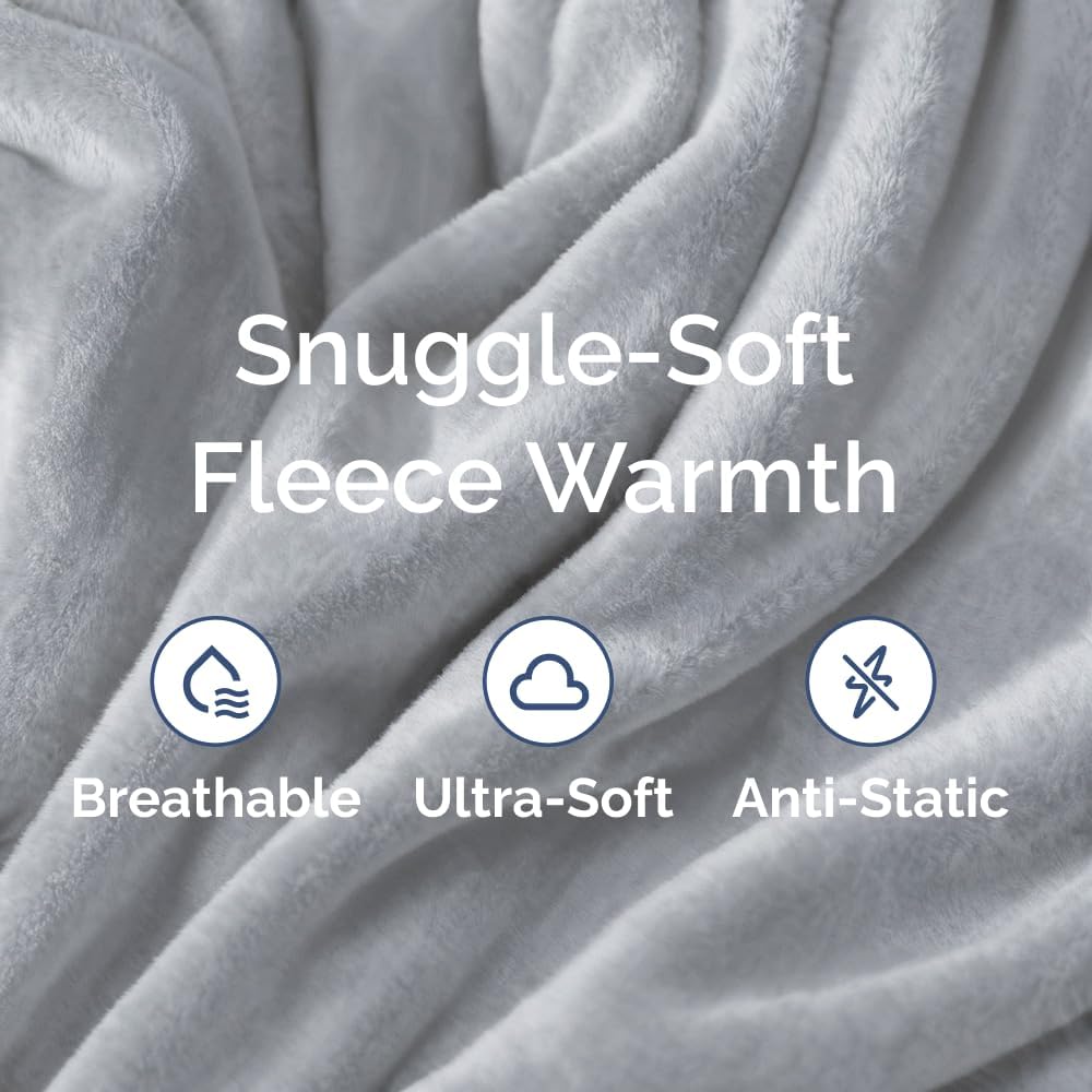Ultra Soft Fleece Blanket Twin Size - Flannel Fleece Luxury Twin Blanket - Lightweight for Couch Bed Chair - Thick, Warm and Breathable - All Season Cozy Fuzzy, Anti-Static Microplush Bedding, Grey