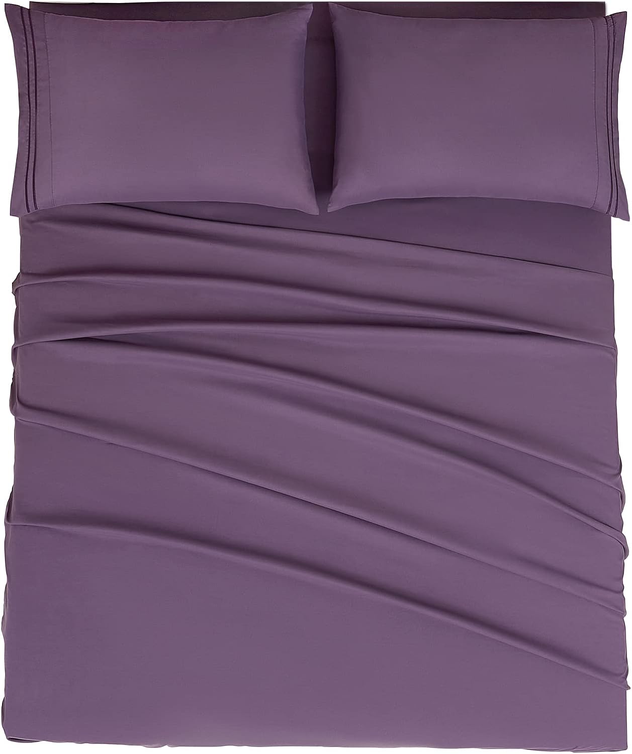 Mejoroom Full Size Sheet Sets - 1800 Collection Microfiber Bed Sheet Set with 16 Inch Deep Pocket Fitted Sheet, Soft, Breathable, Wrinkle, Fade & Stain Resistant - 4 Piece (Full, Purple)