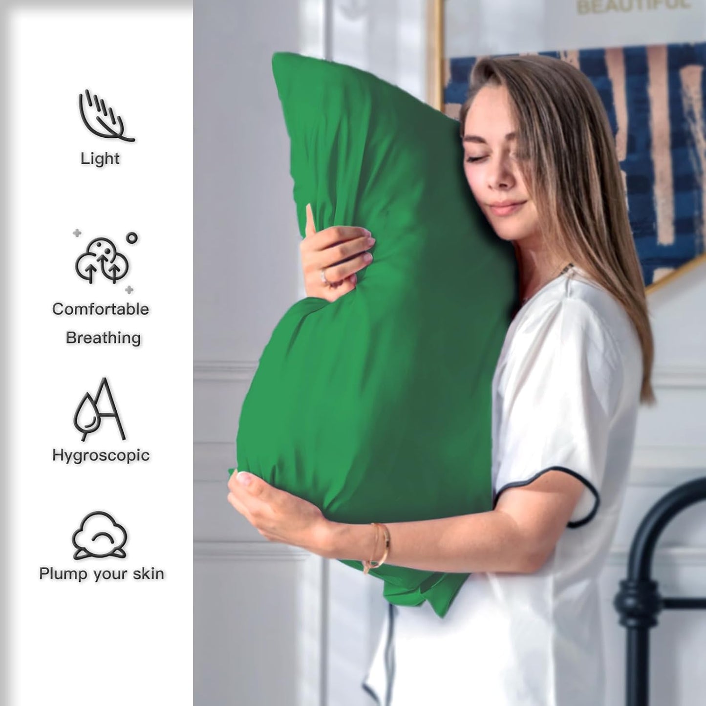 Silk Pillow Cases 2 Pack Soft Breathable and Sliky Standard Size Pillow Cases Set of 2,Natural Mulberry Satin Silk Pillowcase with Hidden Zipper for Hair and Skin (Olive Green,20"X 26",2pcs)