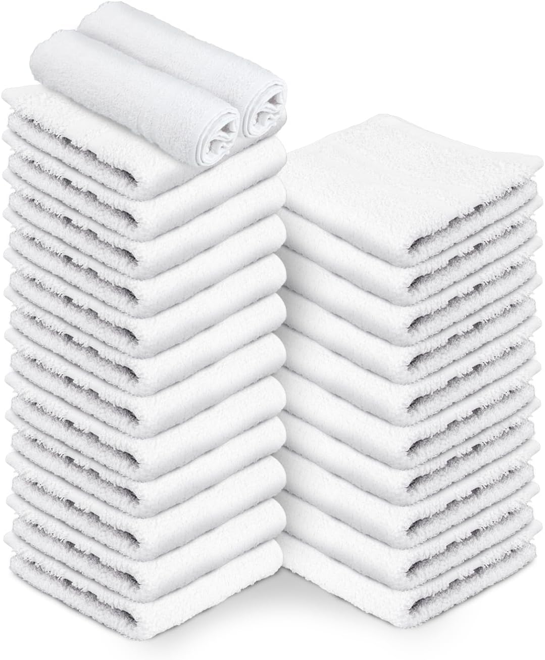 24 Pack White Hand Towels 100% Cotton Spa Towel – 16x27 inches Highly Absorbable Facial Towels Gym, Hair, Face, Bulk Small Towels (Not Bleach Proof)
