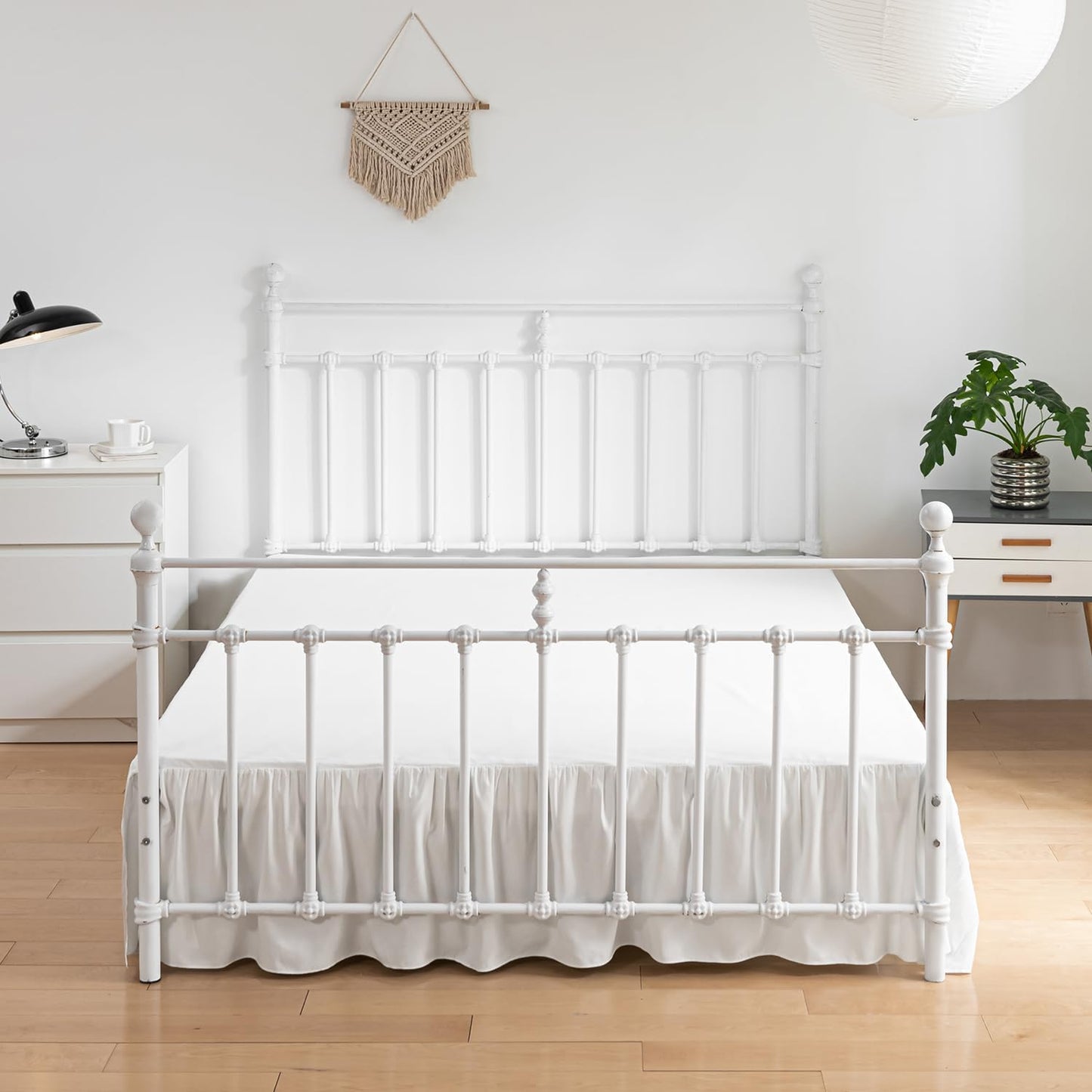Bed Skirt Full Size Ruffled Bed Skirts with Split Corners, 12 Inch Drop Dust Ruffle Bed Skirt with Platform, Ivory, Full - 12" Drop