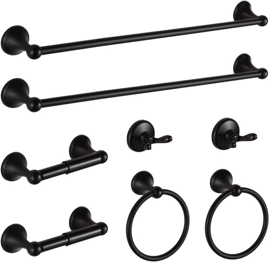BGL Bathroom Hardware Set Oil-Rubbed Bronze Bath Towel Bars Adjustable Expandable Bathroom Accessory Set Towel Racks 8-Pieces Wall Mount