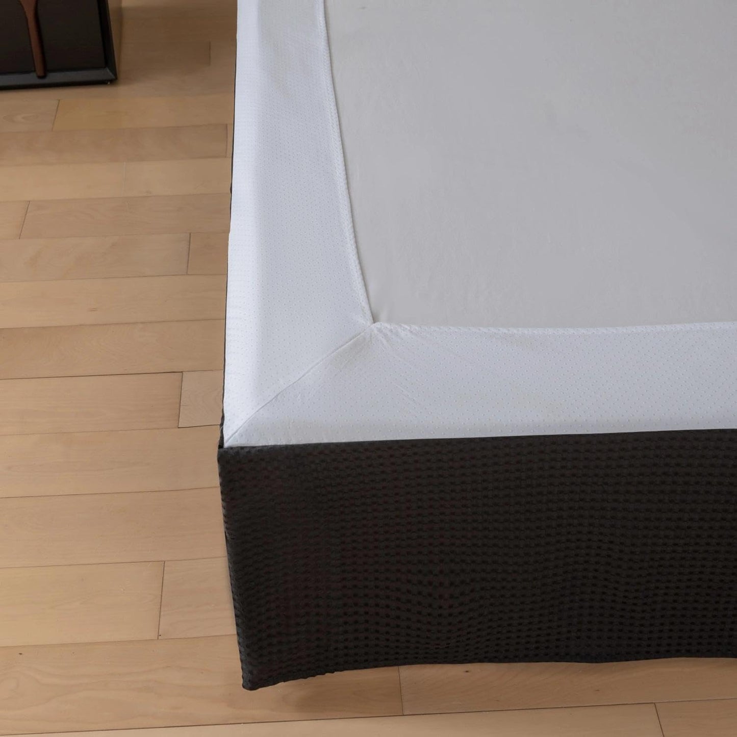 Full Bed Skirt, Wrap Around Bed Skirt with Pleated Corner, 14 Inch Drop Pleated Waffle Weave Bedskirts, Anti-Slip, Microfiber, Black, 14'' Full