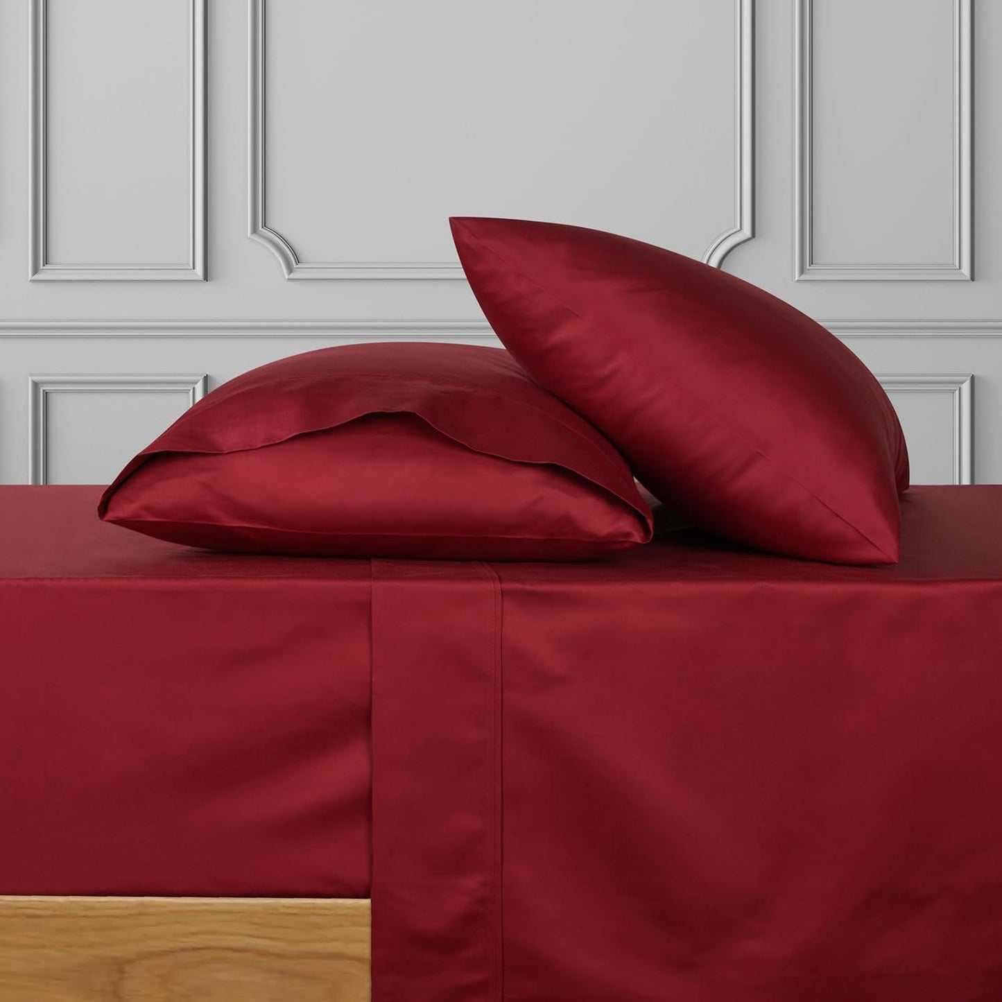 URBANHUT 700 Thread Count Egyptian Cotton Queen Sheets, 4Pc Sheet Set Soft Luxury Bed Sheets for Queen Size Bed, Sateen Weave Hotel Sheets, 16'' Elasticized Deep Pocket - Burgundy