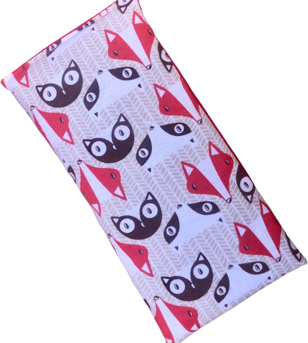 Microwave Heating Pad Filled with Flax Seed and Choice of Dried Herbs, Herbal Cold Pack, Good Size for Back Pain and Cramps, Hot and Cold Therapy, 6" x 12" (Red Fox, Chamomile)